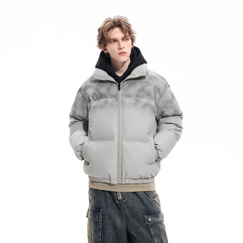 Herren Gefütterte Oversize-Steppjacke mit abnehmbarem Kapuzen‑Einsatz und Farbverlauf Echo Archiv