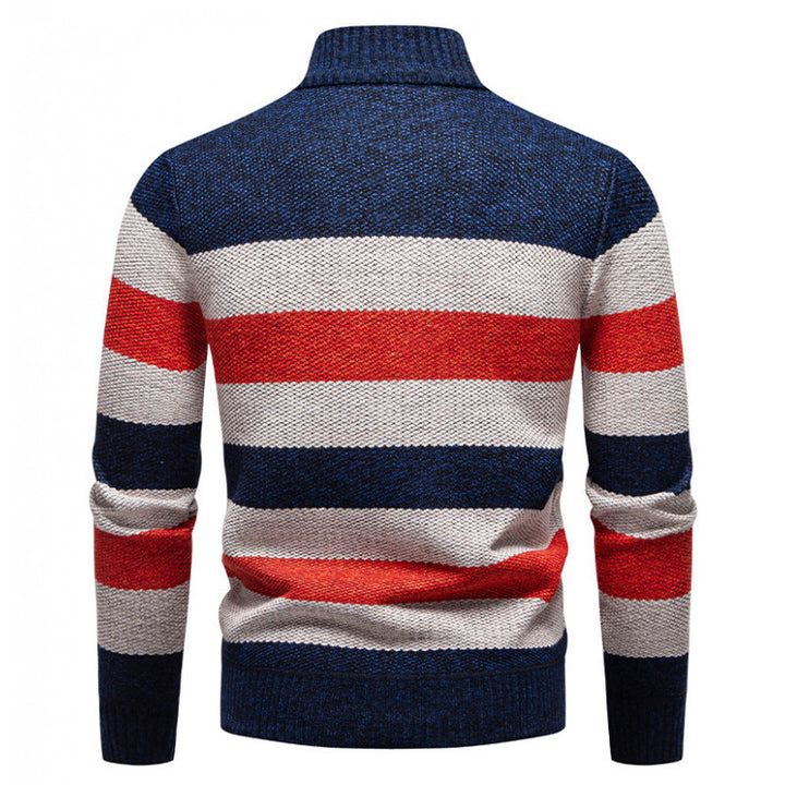 Herren lässiger Pullover mit modernem Stehkragen und Halbreißverschluss Echoarchiv