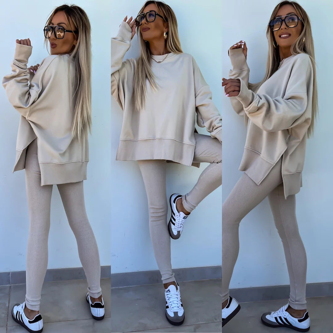 Damen nan Oversize Sweatshirt mit taillierten Rib-Leggings Set Echo Archiv