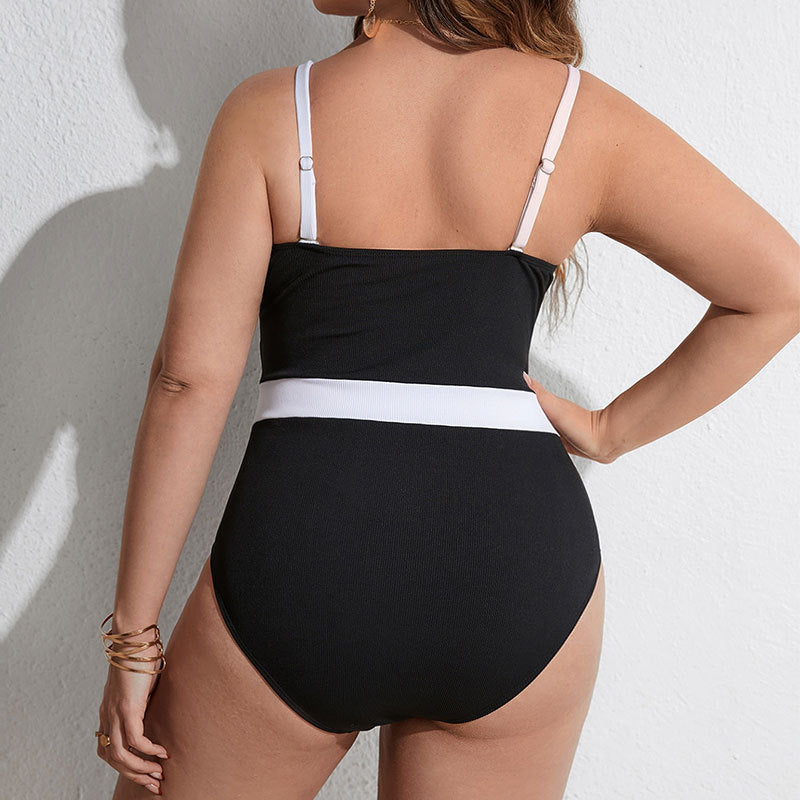 Damen Eleganter Badeanzug mit Stütze und Farbblockdesign Echo Archiv