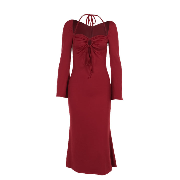 Damen Midi-Kleid mit schickem Rüschendesign und langem Arm Echo Archiv