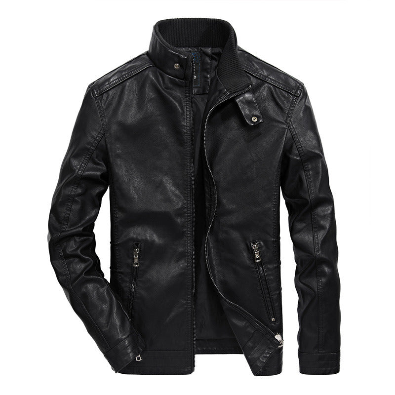 Herren Slim‑Fit Lederoptik‑Blouson mit Stehkragen und Reißverschlusstaschen Echo Archiv