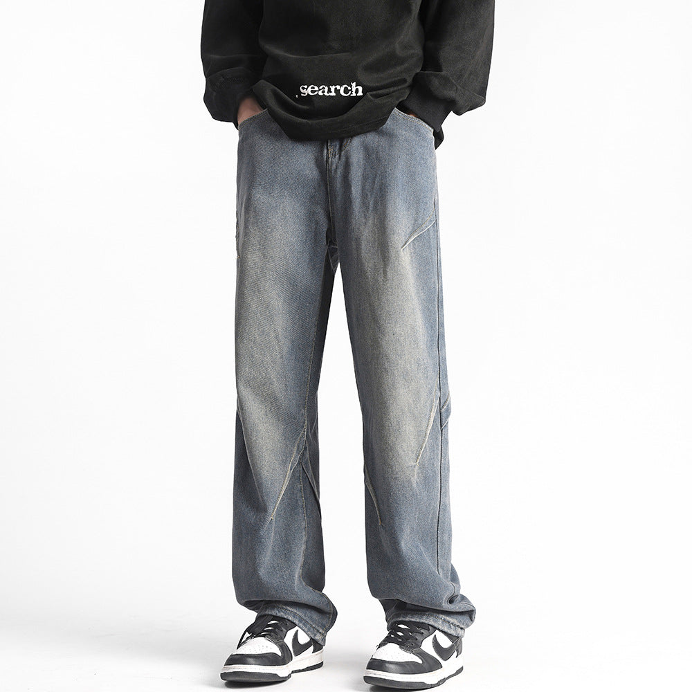 Herren weite Jeanshose mit einzigartigen Steppdetails Echoarchiv