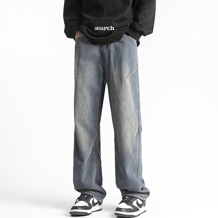 Herren weite Jeanshose mit einzigartigen Steppdetails Echoarchiv
