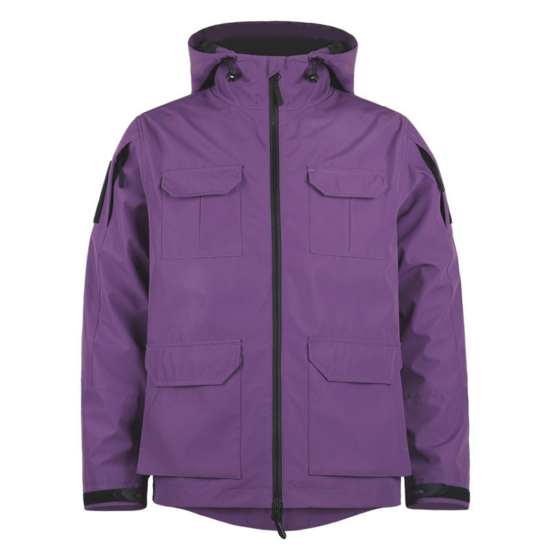 Men's technical hooded utility field jacket with four flap cargo pockets and two-way zipper – Cavarno