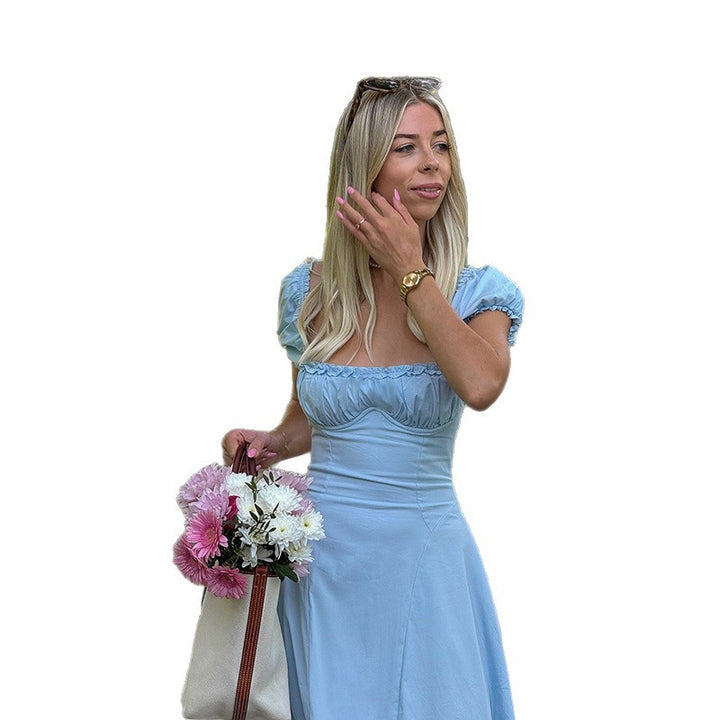 Damen Maxi-Kleid mit voluminösen Puffärmeln und elastischem Ausschnitt Echo Archiv