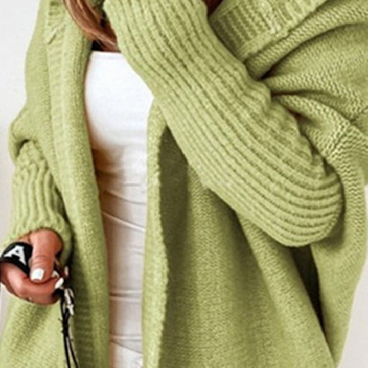 Damen Longline Kapuzen-Strickcardigan mit offener Front – Veloura