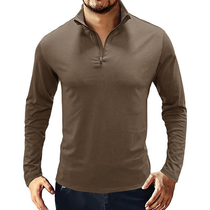 Herren Langarm Shirt mit Stehkragen und halbem Reißverschluss Echoarchiv
