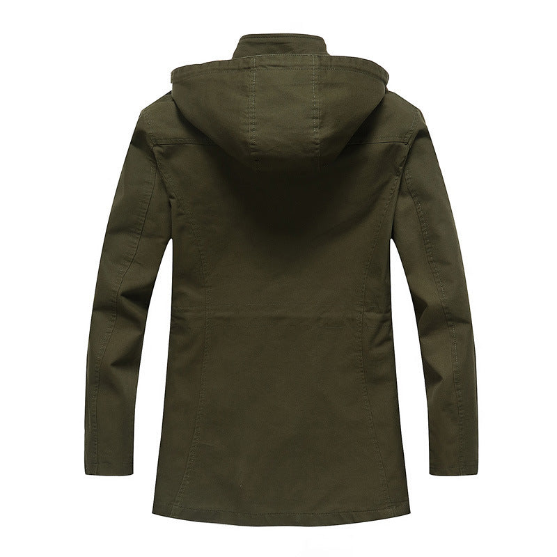 Herren Kapuzen-Canvasparka mit karierter Innenfütterung und Multifunktions‑Taschen – Taviero