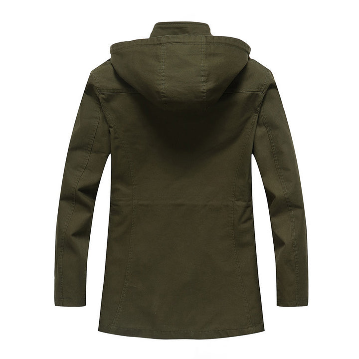Herren Kapuzen-Canvasparka mit karierter Innenfütterung und Multifunktions‑Taschen – Taviero
