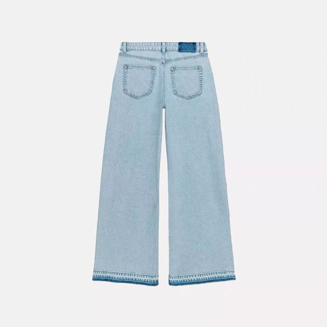 Damen Highwaist Cropped Wide‑Leg Jeans mit Häkelspitzen-Seitenstreifen Echo Archiv