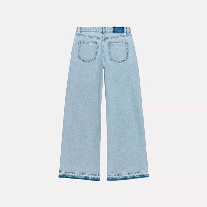 Damen Highwaist Cropped Wide‑Leg Jeans mit Häkelspitzen-Seitenstreifen Echo Archiv