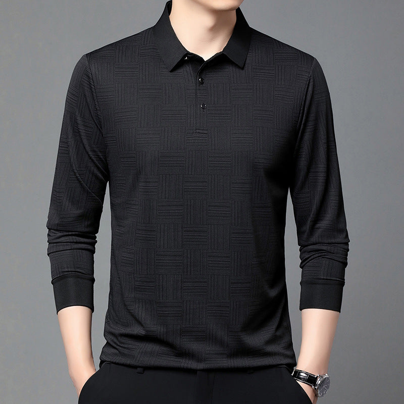 Herren Poloshirt mit modernem geometrischen Muster und atmungsaktiver Struktur Echoarchiv