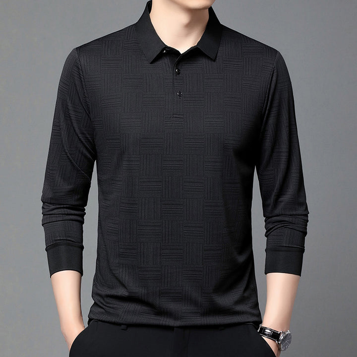 Herren Poloshirt mit modernem geometrischen Muster und atmungsaktiver Struktur Echoarchiv
