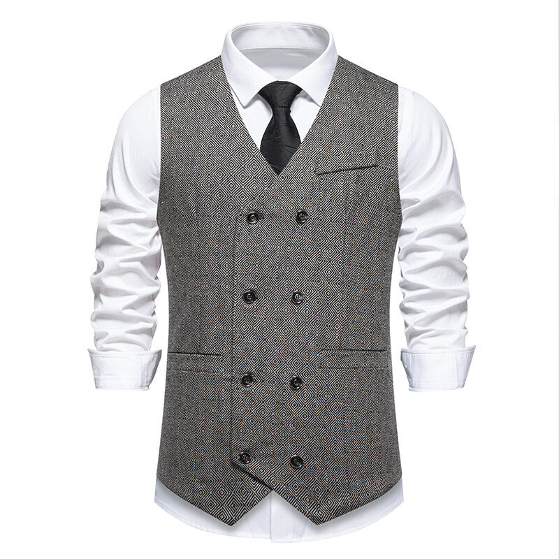 Herren elegante Doppelreiher-Weste mit dekorativem Muster Echoarchiv
