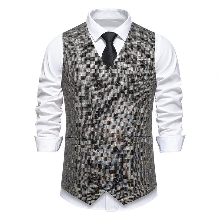 Herren elegante Doppelreiher-Weste mit dekorativem Muster Echoarchiv