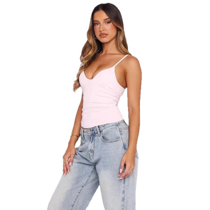 Damen Figurnahes Tanktop mit tiefem V-Ausschnitt und breiten Trägern Echo Archiv