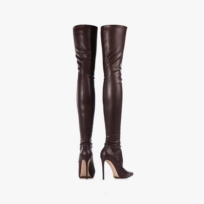 Femme Über-die-Knie Spitzenzehen Stiletto Stiefel Echoarchiv