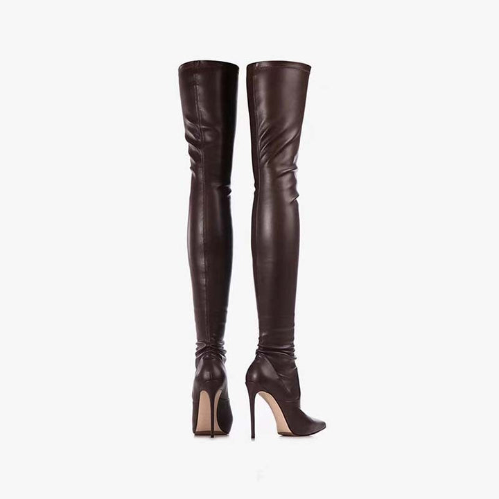 Femme Über-die-Knie Spitzenzehen Stiletto Stiefel Echoarchiv
