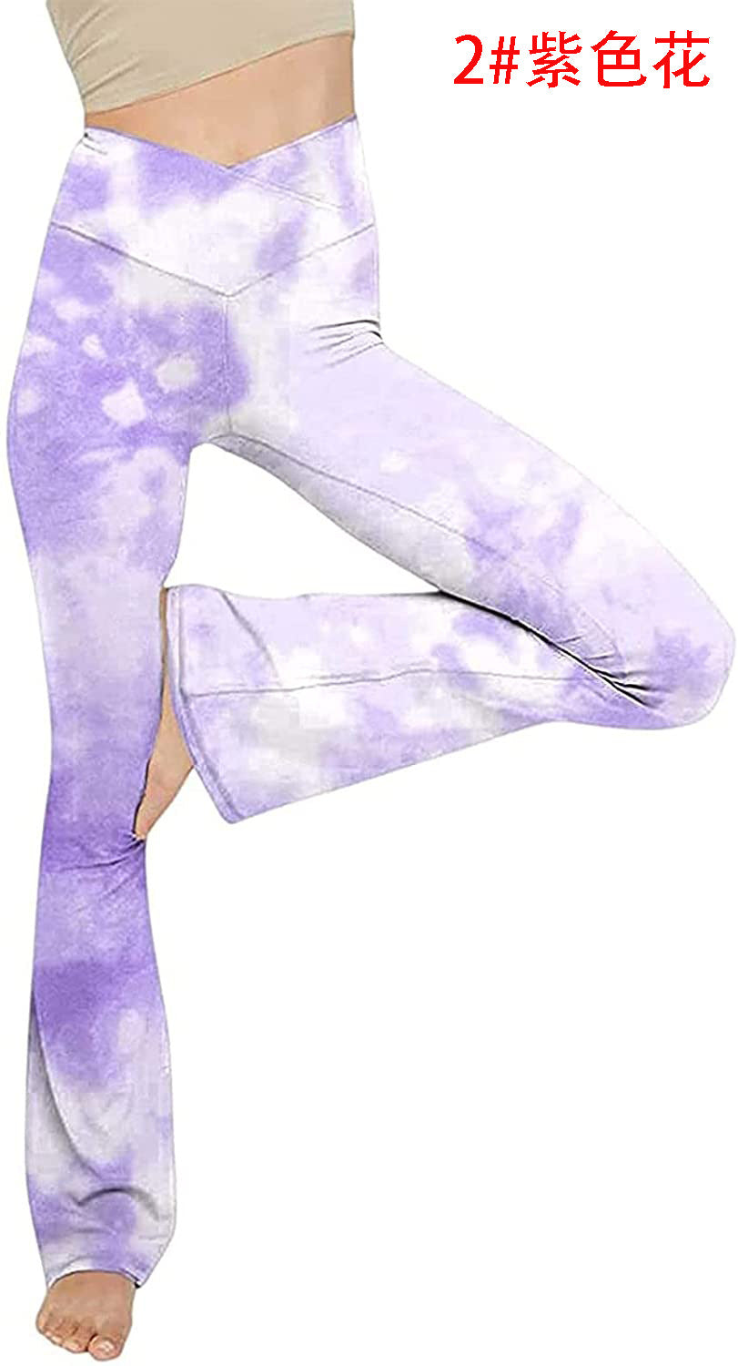 Damen nan taillenhohe Yogahose mit überkreuztem Bund und ausgestelltem Saum mit Schlitz Echo Archiv
