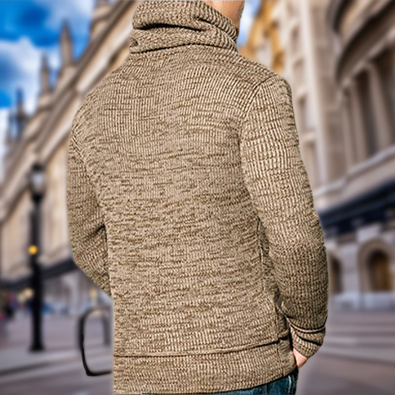 Herren Strickpullover mit hohem Kragen und seitlichen Taschen Echoarchiv