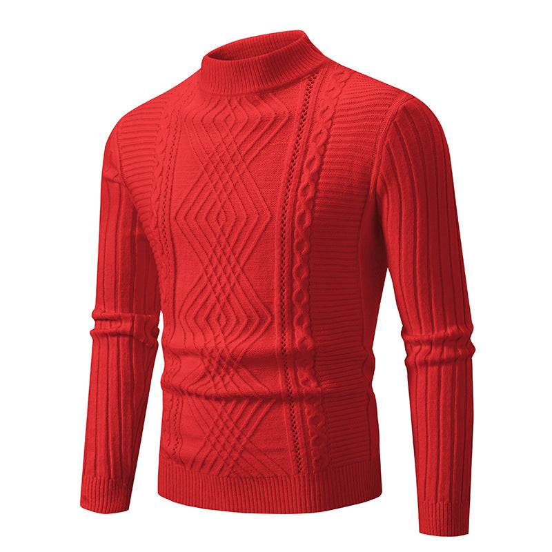 Herren Rollkragenpullover aus hochwertiger Baumwolle mit strukturiertem Zopfmuster Echoarchiv