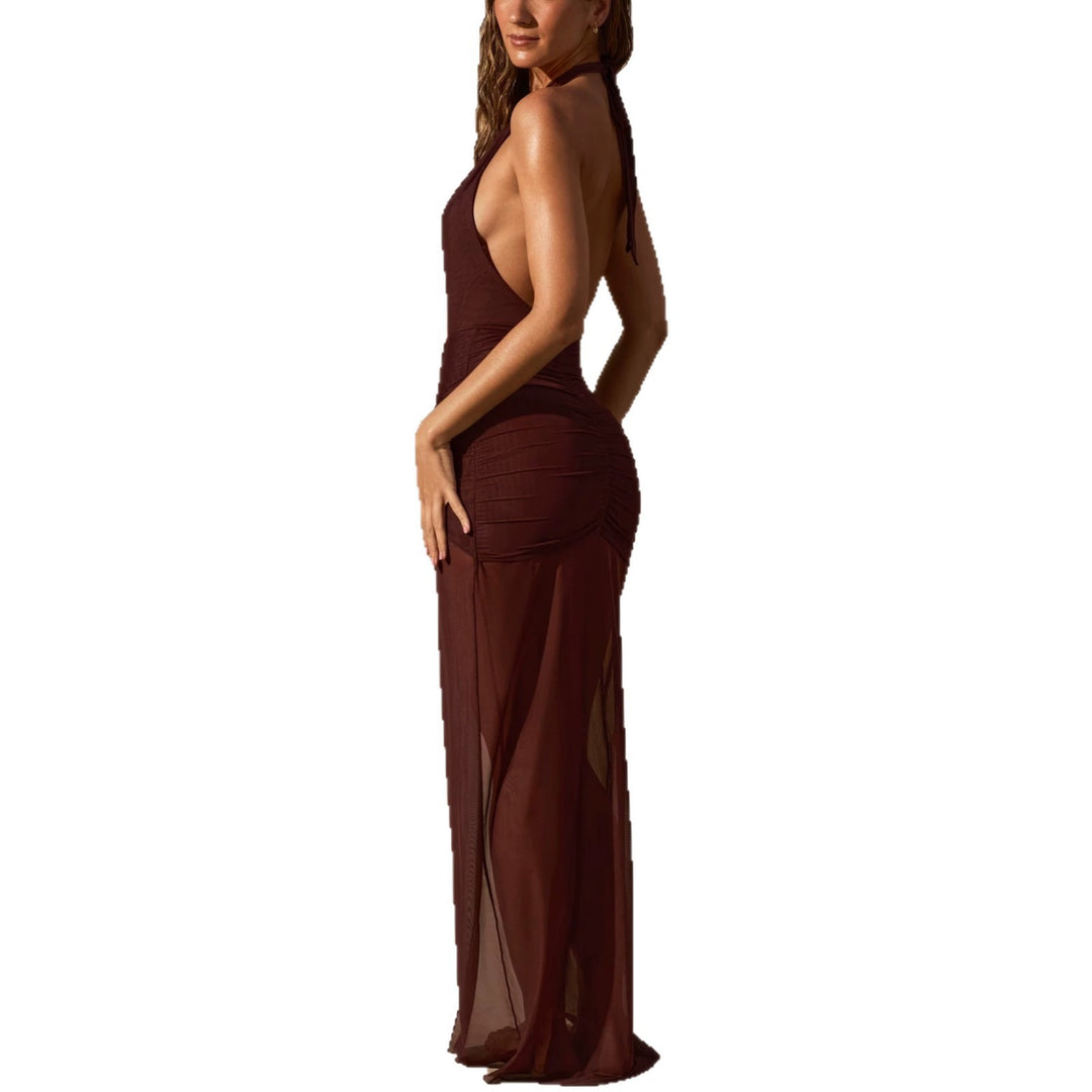 Damen Elegantes Cut-Out Maxikleid mit asymmetrischen Rüschen Echo Archiv