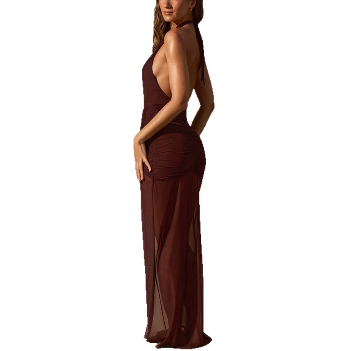 Damen Elegantes Cut-Out Maxikleid mit asymmetrischen Rüschen Echo Archiv