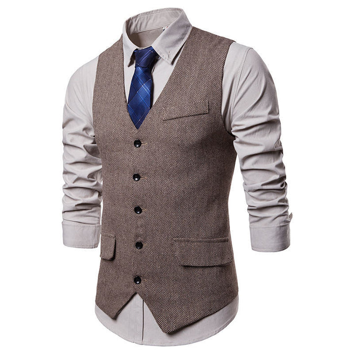 Herren elegante Weste im klassischen Herringbone-Design mit praktischen Taschen – Marzano