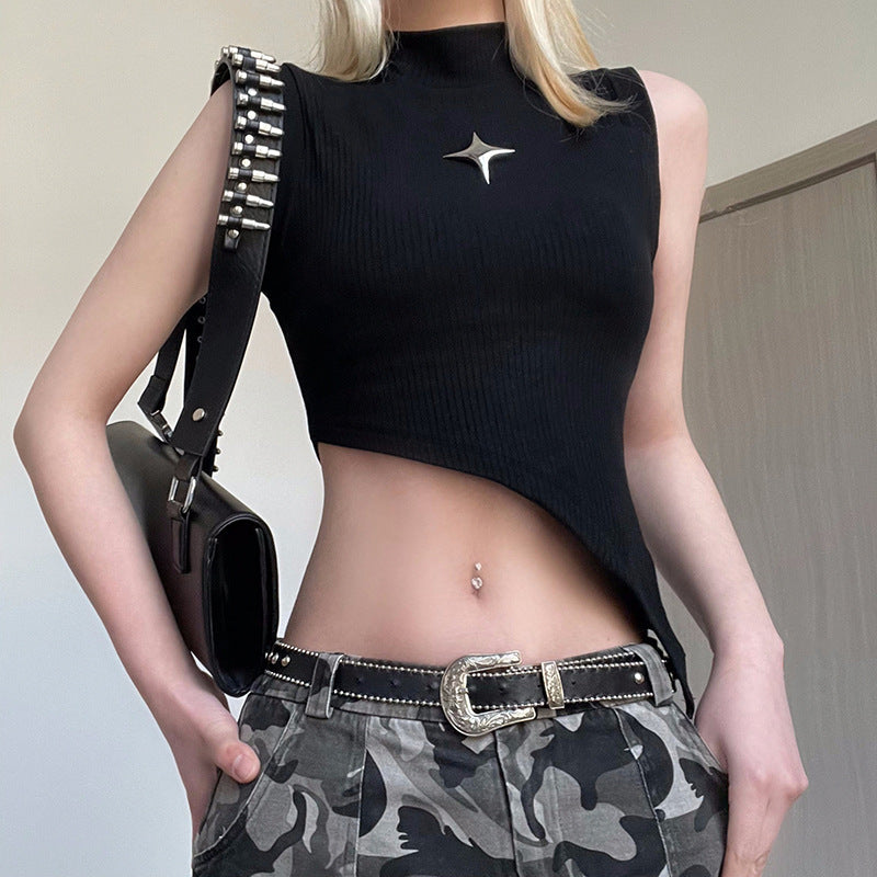 Damen asymmetrisches Crop-Top mit modernem Design und dekorativen Details Echo Archiv