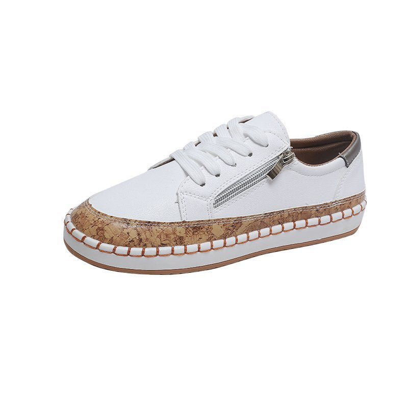 Damen florale Plateausneaker mit Korkplateau, seitlichem Reißverschluss und gepolstertem Komfortfußbett Echo Archiv