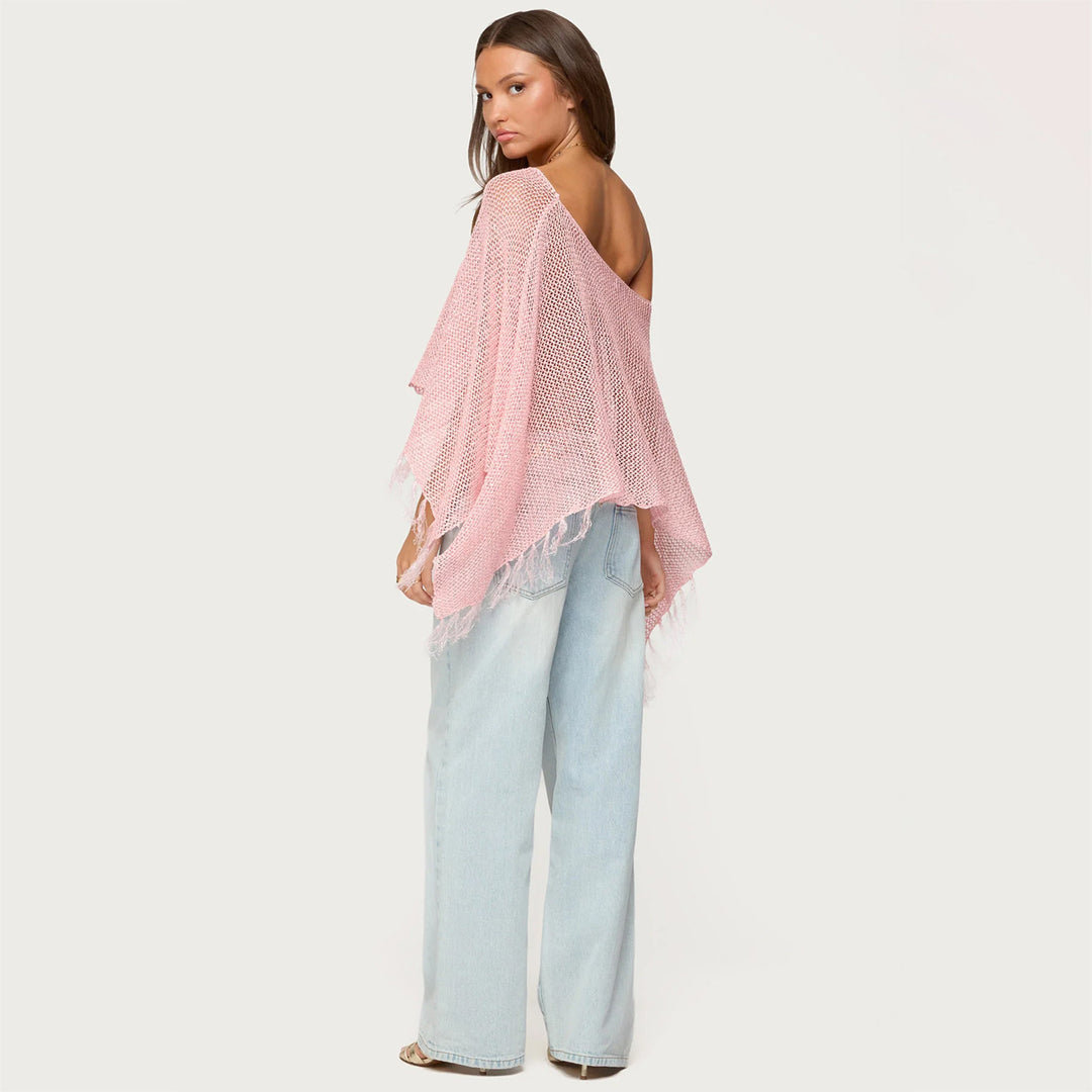 Damen stylischer Poncho mit Fransen Echo Archiv