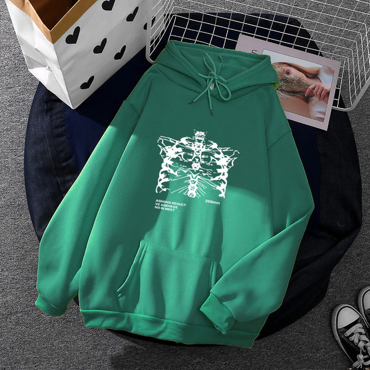 Unisex oversized Kapuzenpullover mit anatomischem Grafikprint, Kängurutasche und verstellbarer Kordel – Auréline
