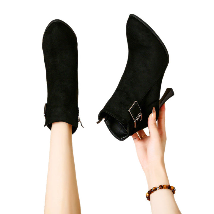 Damen Elegante Ankle Boots mit Hohem Absatz und Schnallen-Detail Echo Archiv