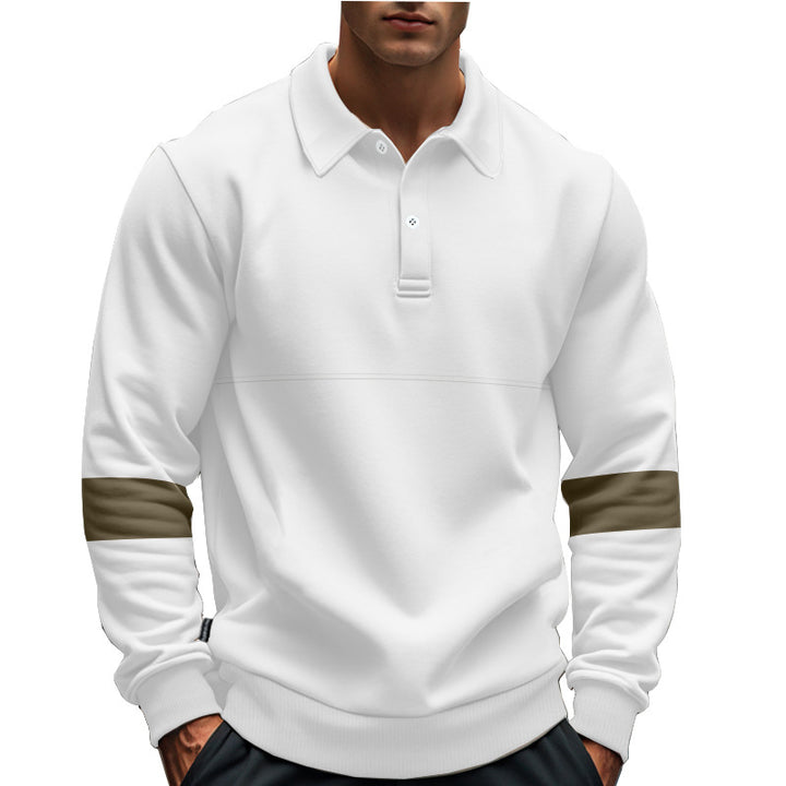 Herren lässiges Langarm-Polohemd mit kontrastierenden Ärmelstreifen Echoarchiv