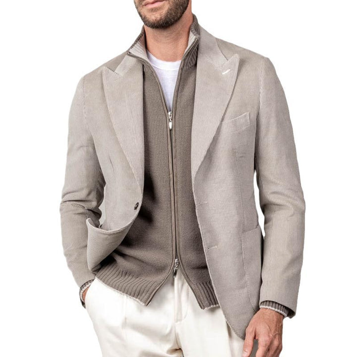 Herren eleganter Cord-Blazer mit integriertem Strickpullover Echoarchiv