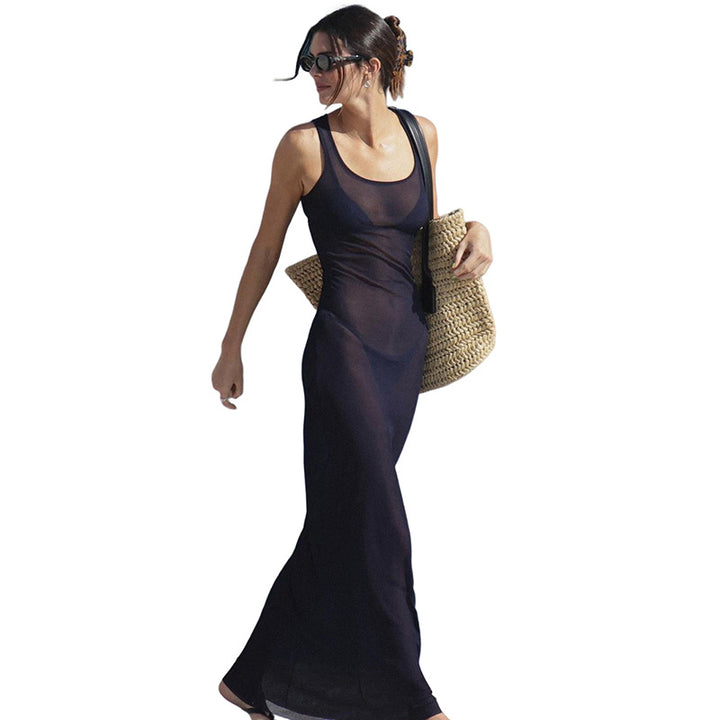 Damen Elegantes Maxi-Kleid mit transparenten Einsätzen Echo Archiv