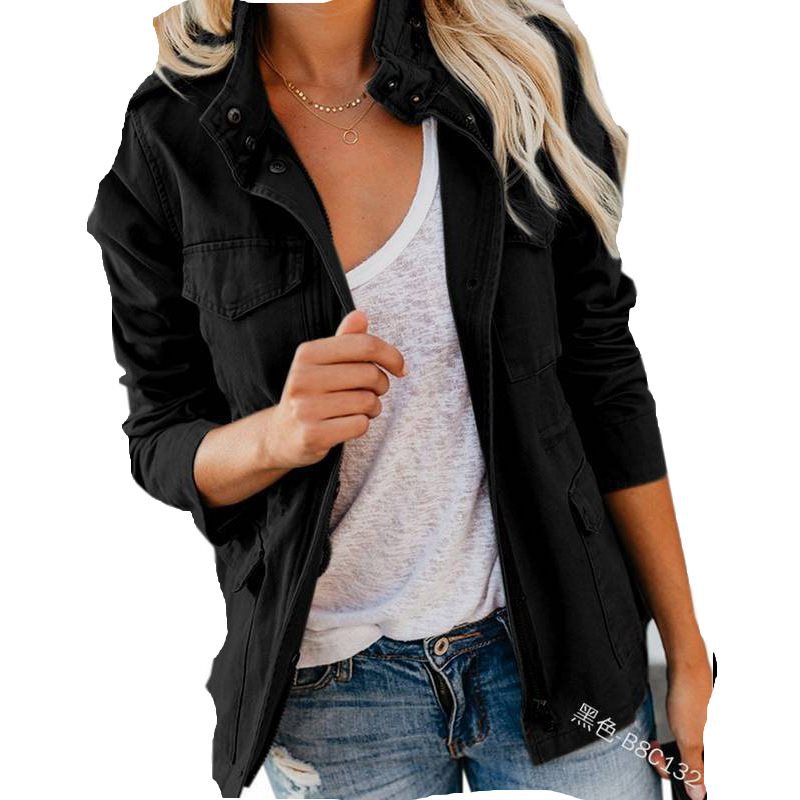 Damen Utility-Fieldjacke mit Stehkragen, aufgesetzten Taschen und Taillenzug Echo Archiv