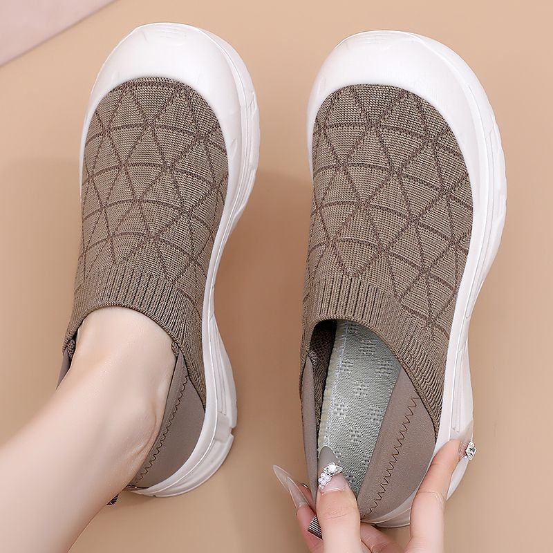 Damen nan atmungsaktiver Strick-Slip-On Freizeitschuh mit diamantstrukturierter Oberfläche, stoßdämpfender Leichtsohle und verstärkter Zehenkappe Echo Archiv