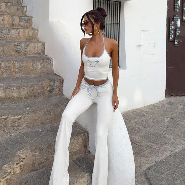Damen sportliches Two-Piece Set mit verstellbarem Bindeband und bequemen Flared-Hosen Echo Archiv