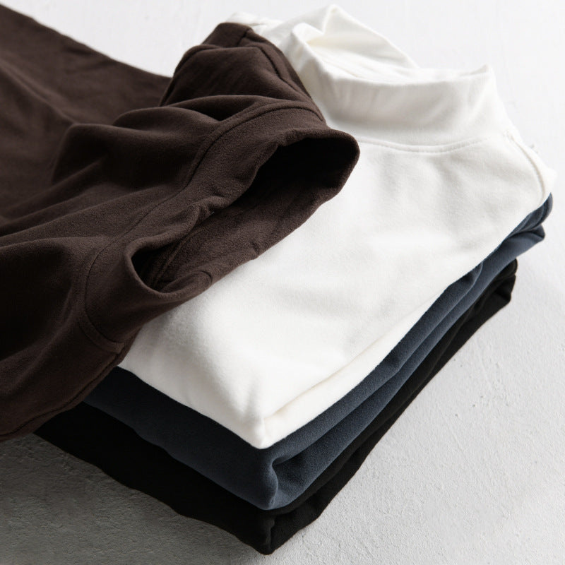 Herren Langärmeliges Feines Baumwollshirt mit Stehkragen und Relaxed-Fit Echoarchiv