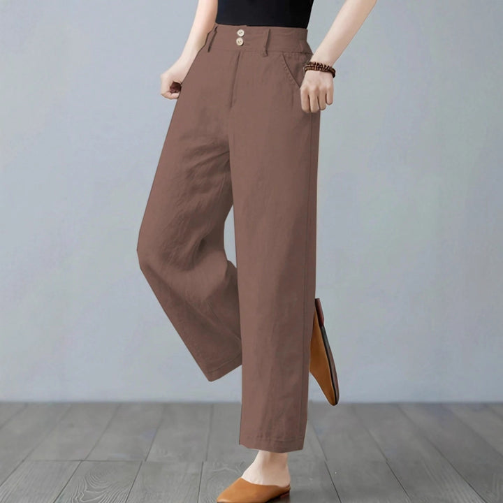 Damen Weite Leinenhose mit elastischem Bund und praktischen Seitentaschen Echo Archiv