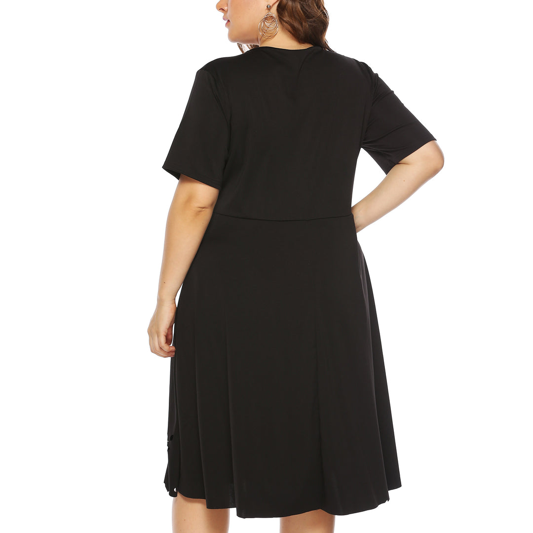 Damen elegantes Kleid mit durchbrochenem Kragen und wellenförmigem Saum Echo Archiv