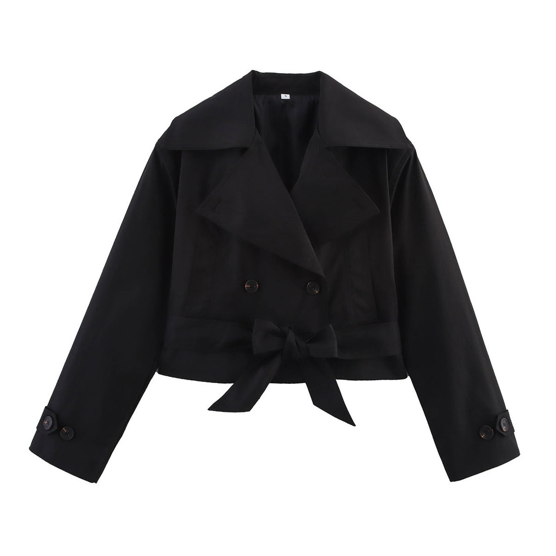 Damen Cropped Trenchjacke im Boxy‑Schnitt mit weitem Revers und Bindeschleife Echoarchiv