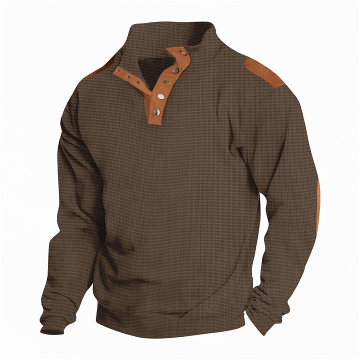 Herren lässiger Pullover mit modischer Knopfleiste und verstärkten Schultern Echoarchiv