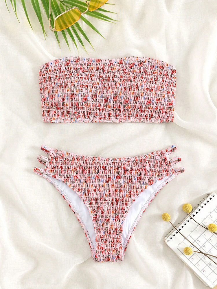 Damen Bandeau-Bikini mit trendigem Rüschendesign und elastischem Hochschnitt Echo Archiv