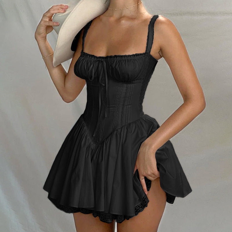 Damen Corsagen-Kleid mit Rüschendetails und verstellbaren Trägern Echo Archiv
