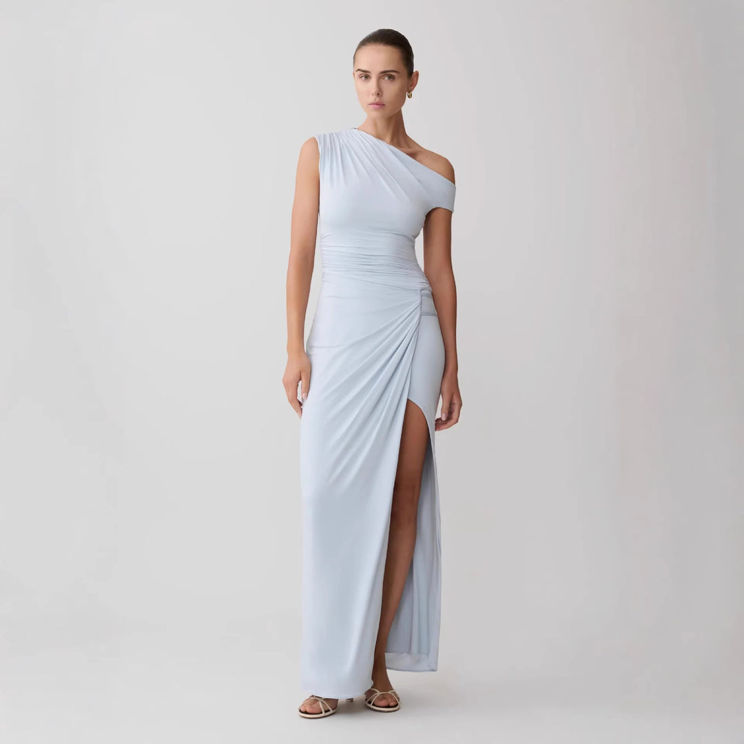 Damen Elegantes Maxi-Kleid mit One-Shoulder Design und hohem Schlitz Echo Archiv