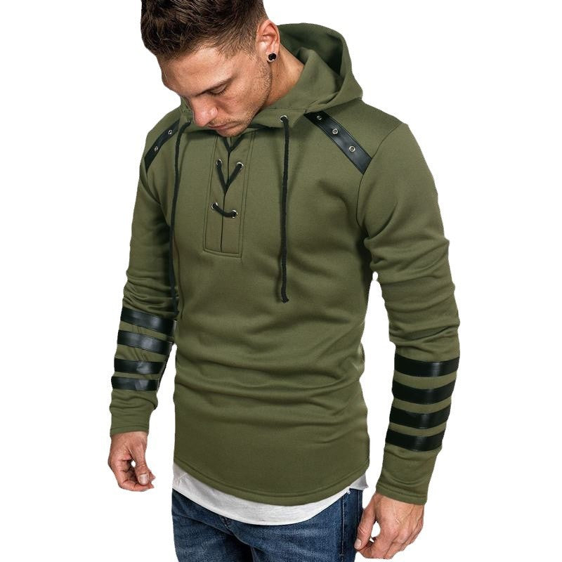 Herren Hoodie mit Kunstleder-Details Echoarchiv