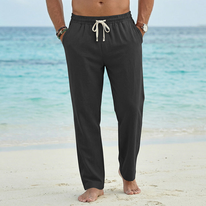 Herren Leinenoptik Relaxhose mit elastischem Bund, Tunnelzug und Seitentaschen – Sorevano